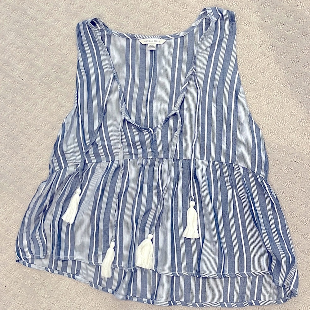 Cute striped tank with tassels from AEO, size medium